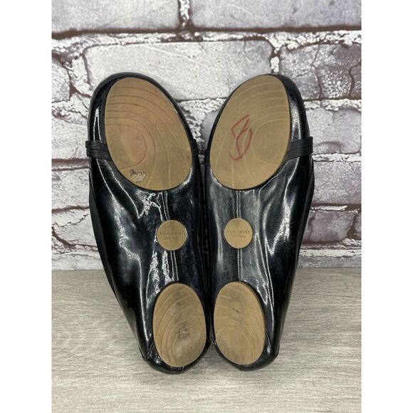 Kate Spade Black Patent Leather Slip On Bow Ballet Flats Shoes Women 6M US/36EU - Picture 6 of 16